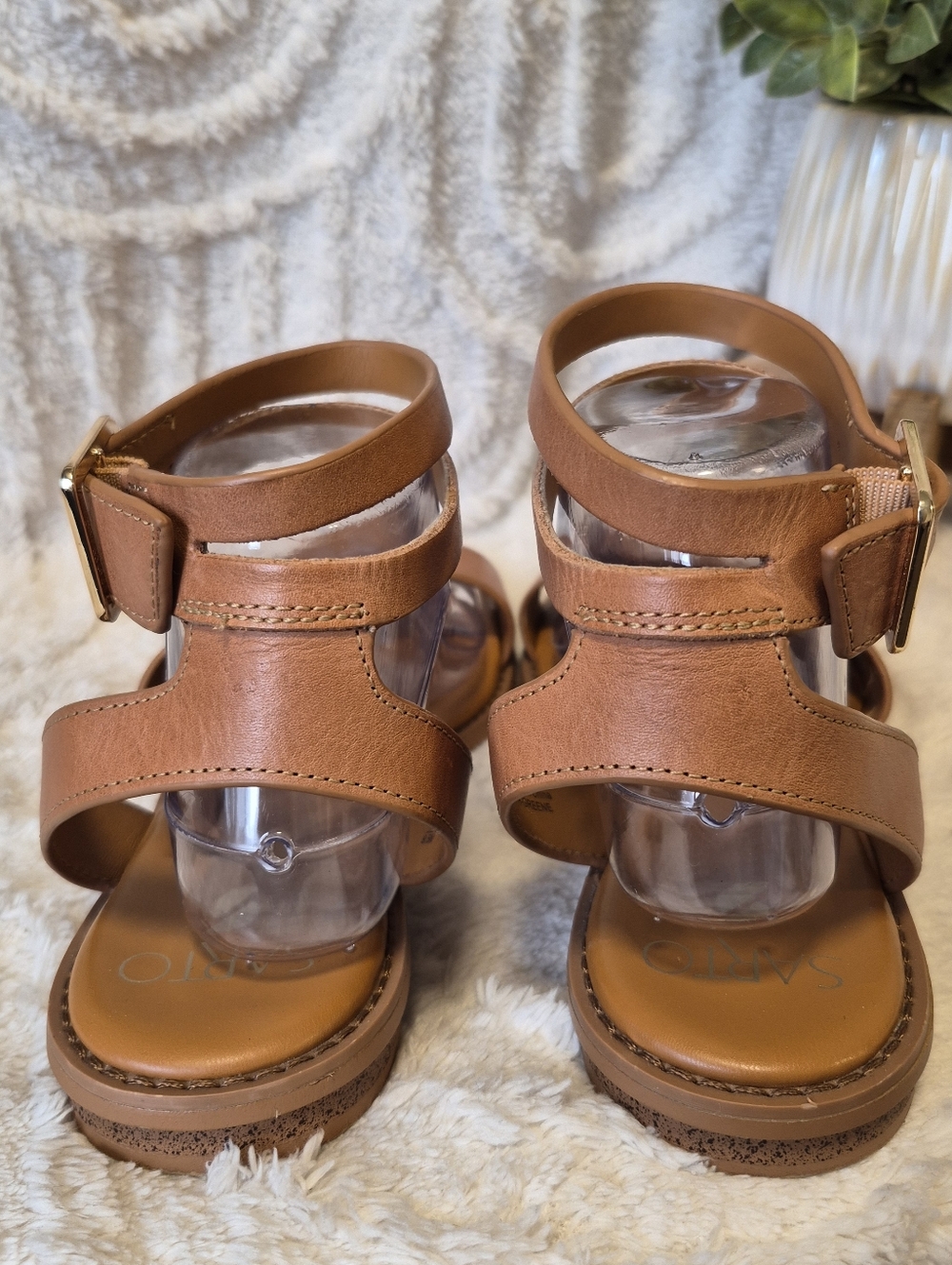 Franco Sarto Greene Leather Sandals Tan Ankle Strap Gladiator Women's Size 9.5 - Picture 10 of 14